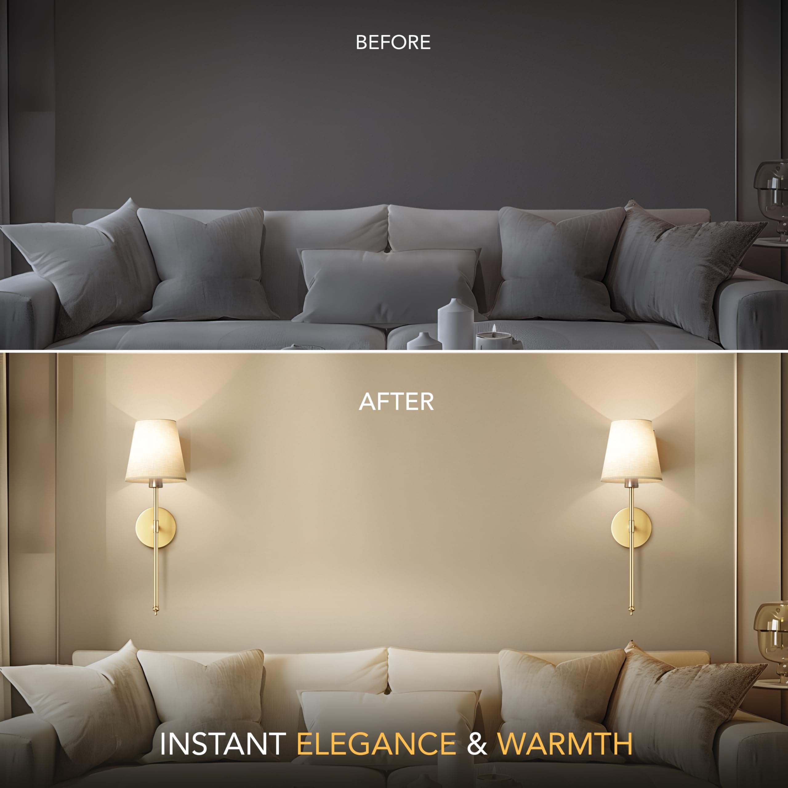 PRIDOLA pack of 2 gold finish wall sconces suits versatile walls