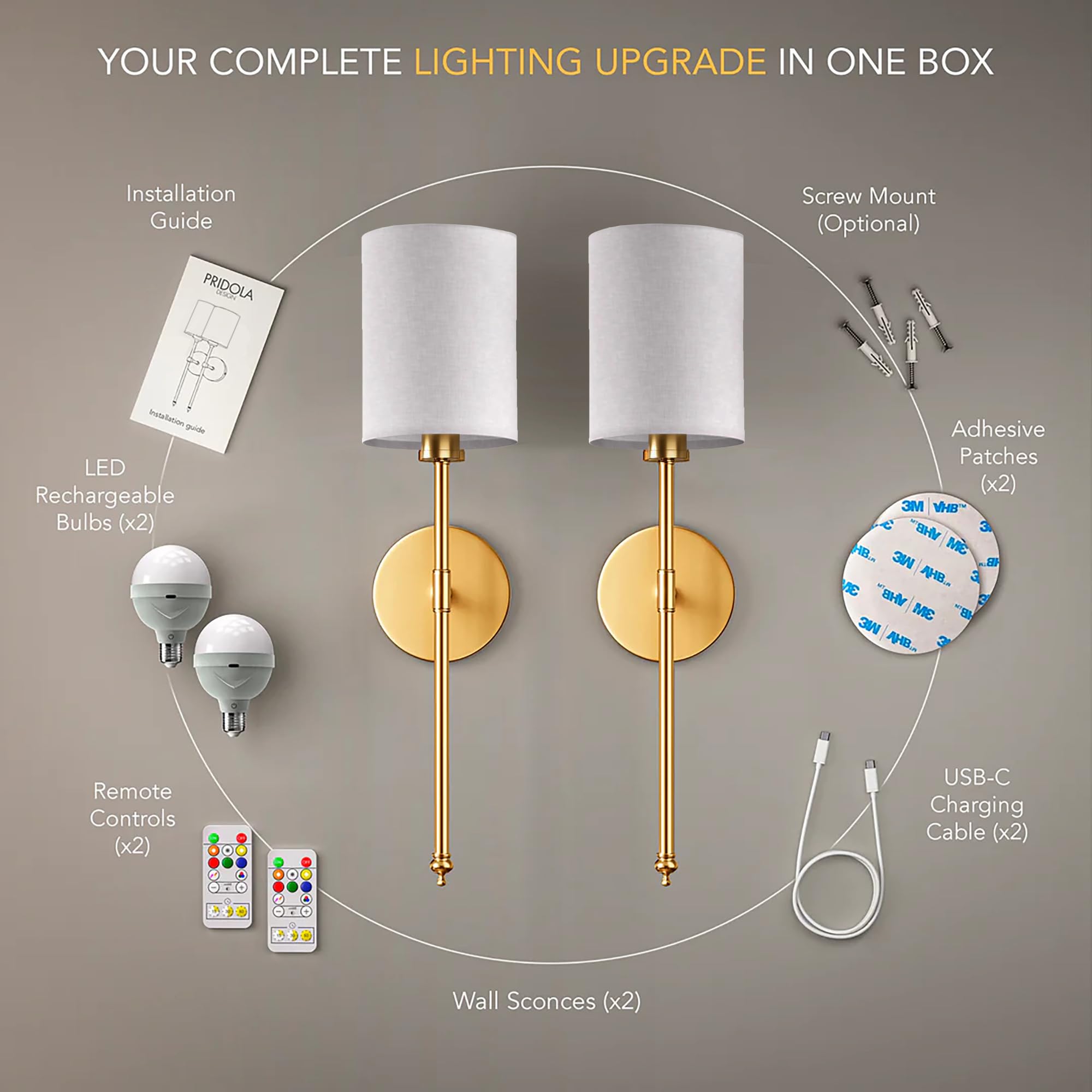 PRIDOLA rechargeable LED bulb with 5200mAh capacity for long life