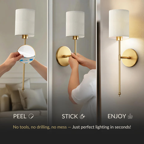 PRIDOLA set of 2 wireless wall sconces with screw mount for added stability