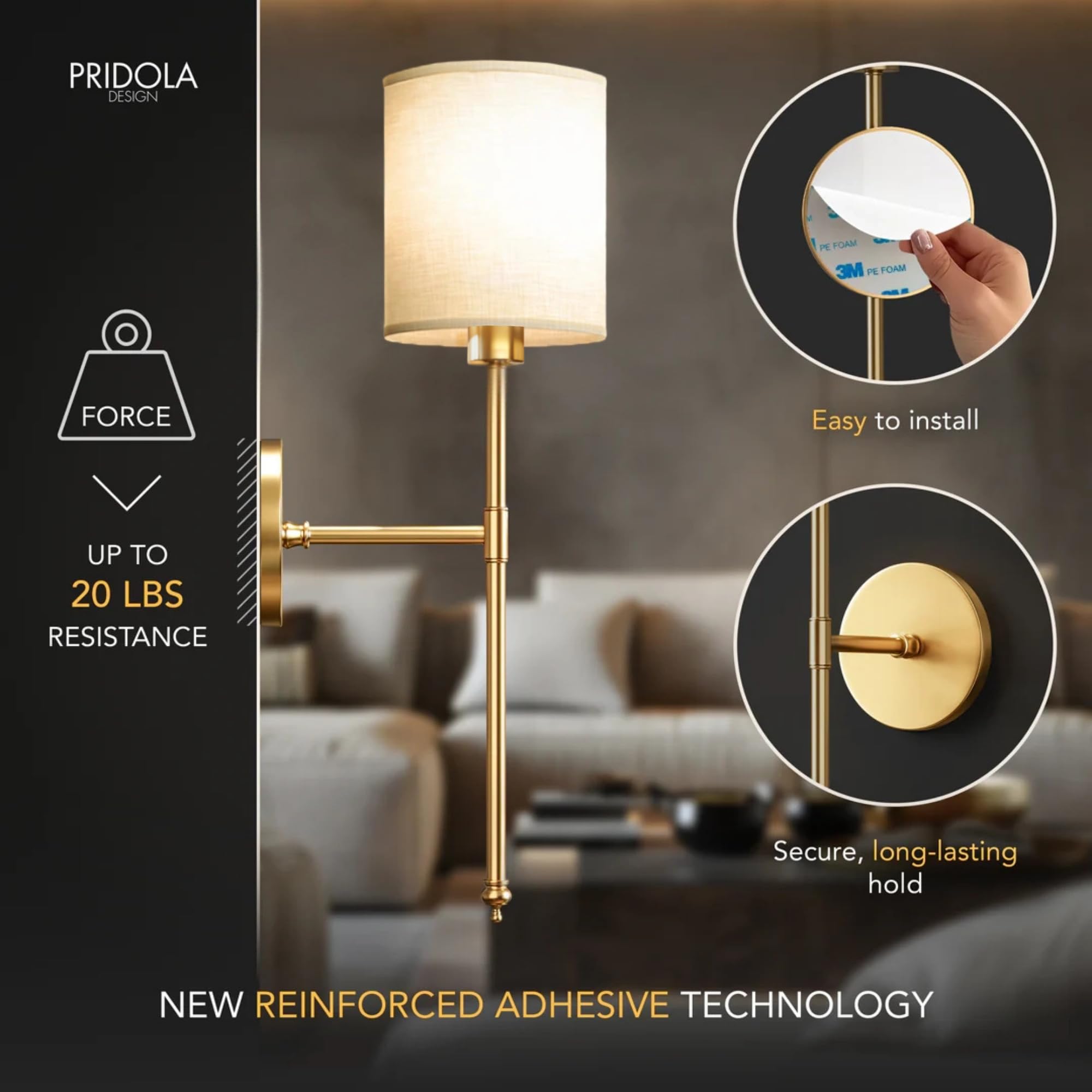 PRIDOLA closeup of vintage gold sconce finish