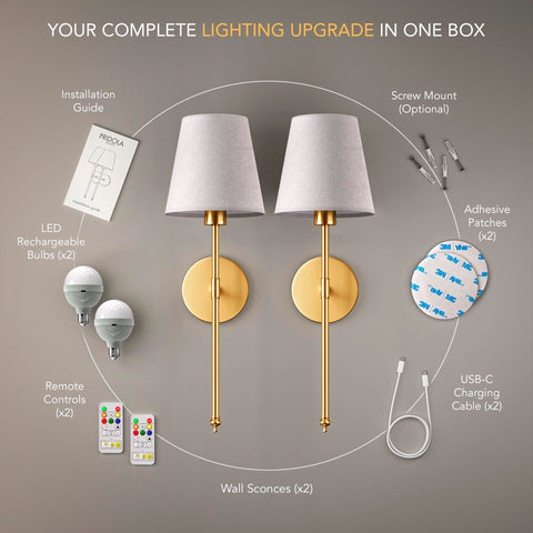 PRIDOLA wall sconce with remote control provides adjustable brightness and warmth