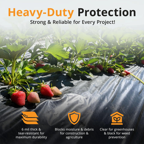 PRIMAX 6 mil plastic sheeting used as weed barrier in garden