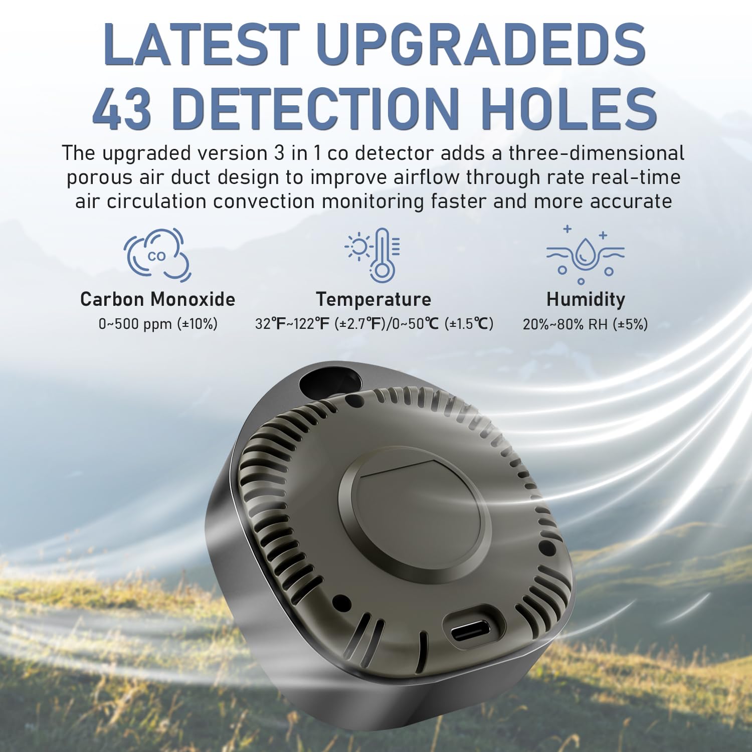PRIMBARBER 3-in-1 CO detector with display for real-time air data on the go.