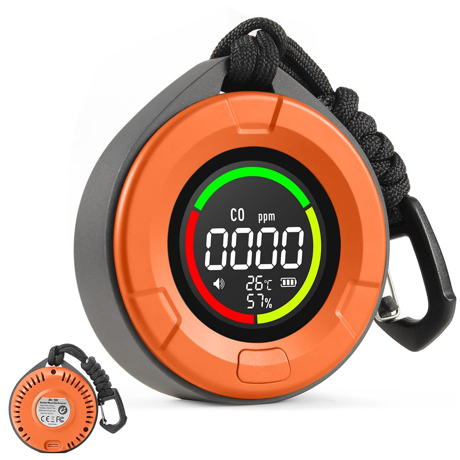 PRIMBARBAR travel CO detector display offers real-time air safety readings anywhere.