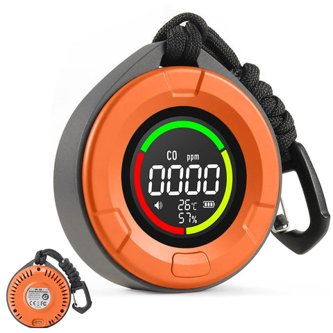 PRIMBARBAR travel CO detector display offers real-time air safety readings anywhere.