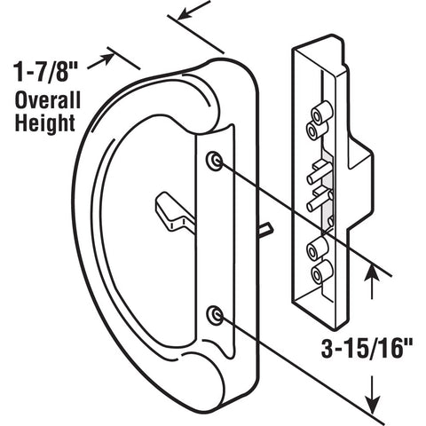 Prime-Line C1224 side view shows non-handed design for both door orientations.