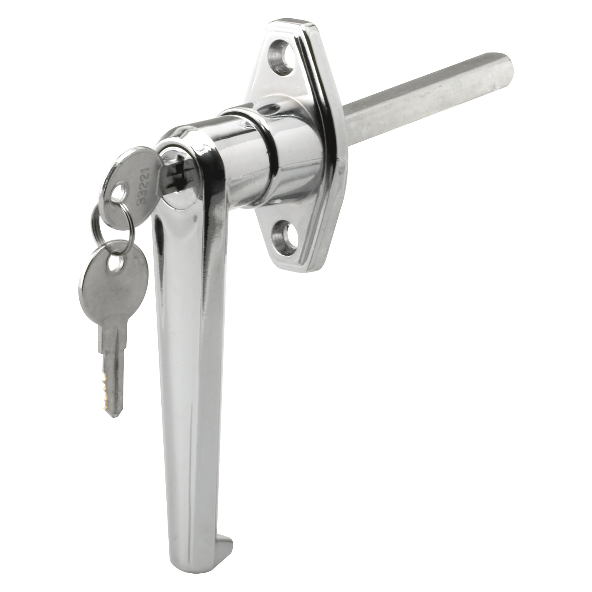 Prime-Line GD52123 chrome door handle, front view, durable diecast for garages and RVs