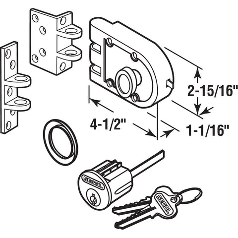 Prime-Line SE 15361 angle strike included, supports frame reinforcement and proper alignment.