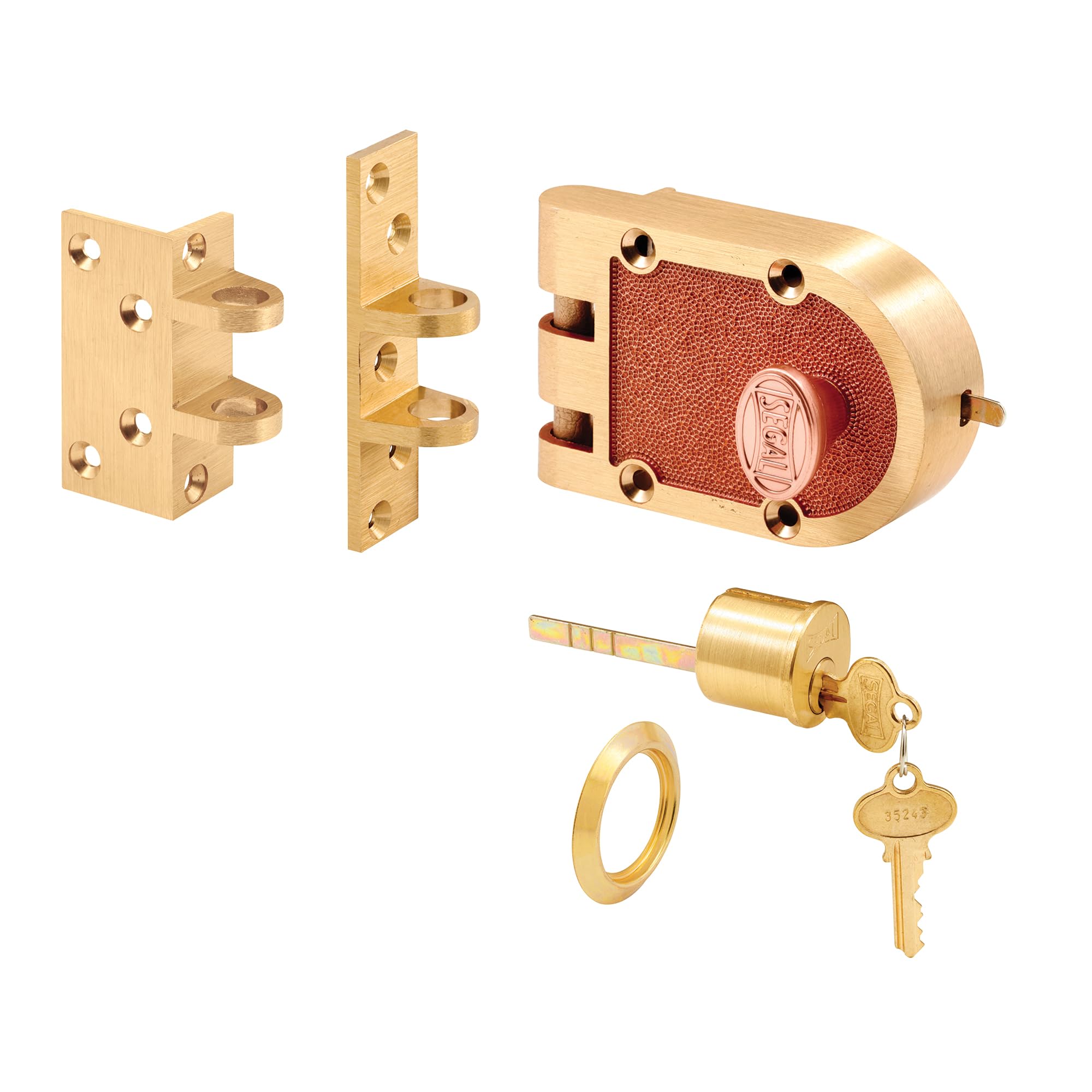 Prime-Line SE 15361 deadbolt with brushed brass finish provides durable entry protection.