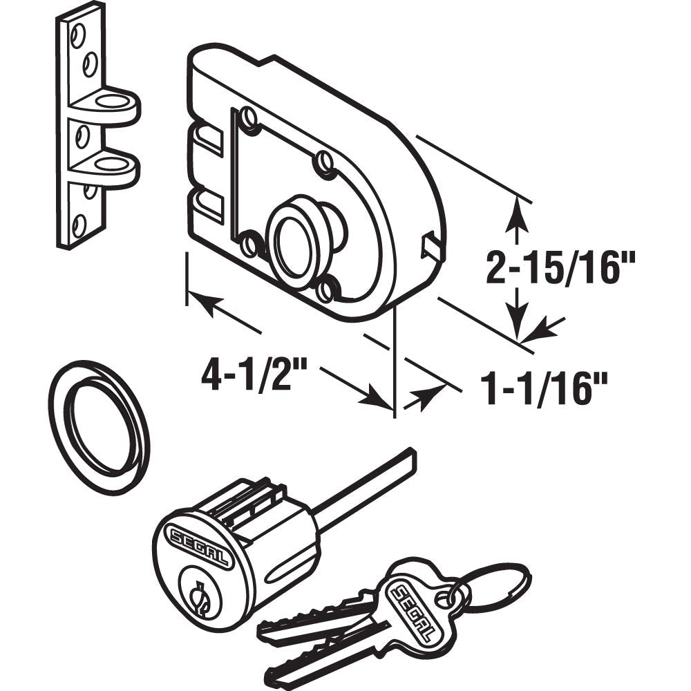 Segal SE 15326 bronze deadlock installation hardware for wood and metal doors.