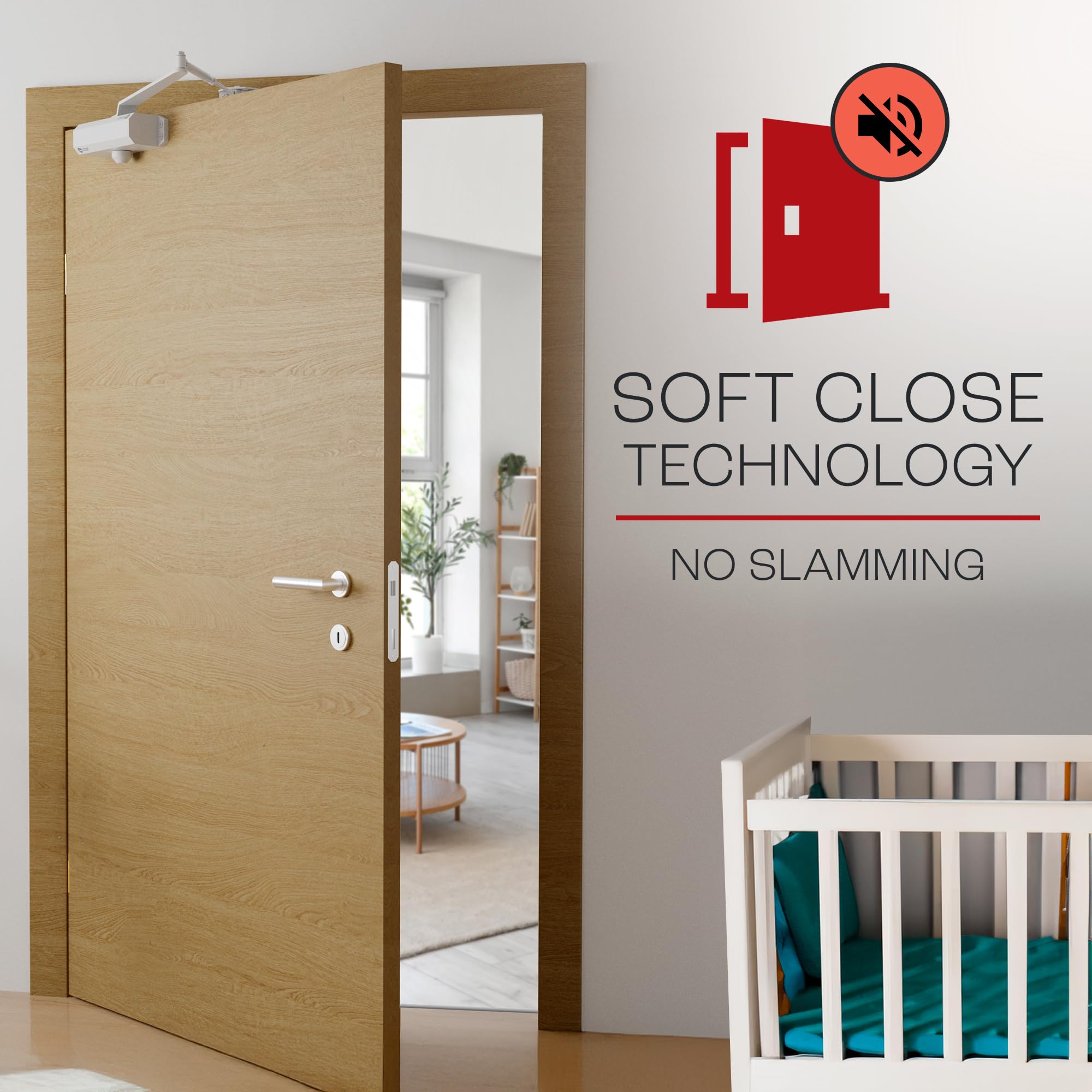 PrimeWare DC-300 door-closer-on-door demonstrates smooth closing.