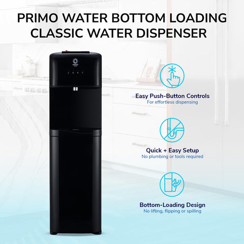 Primo bottom loading design saves lifting during bottle changes