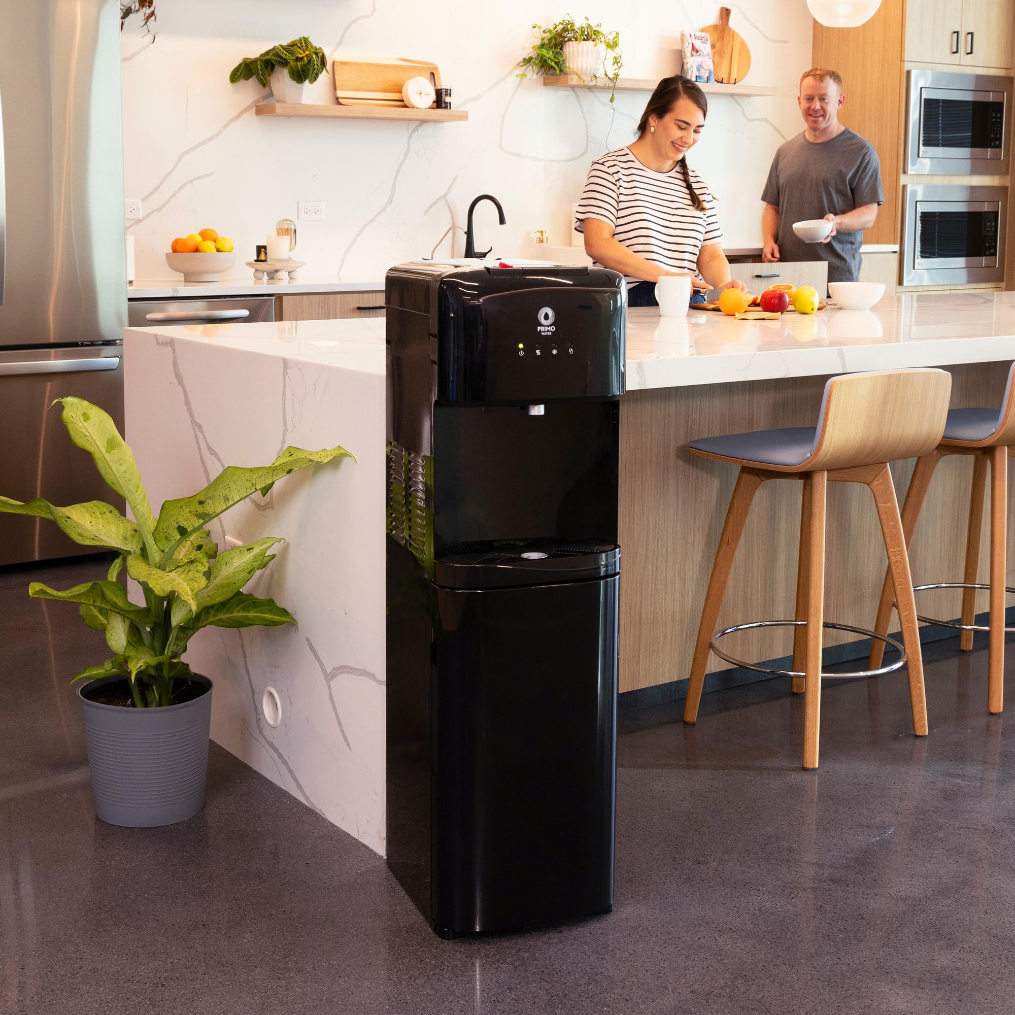 Primo cold water dispense with push button controls for quick refills