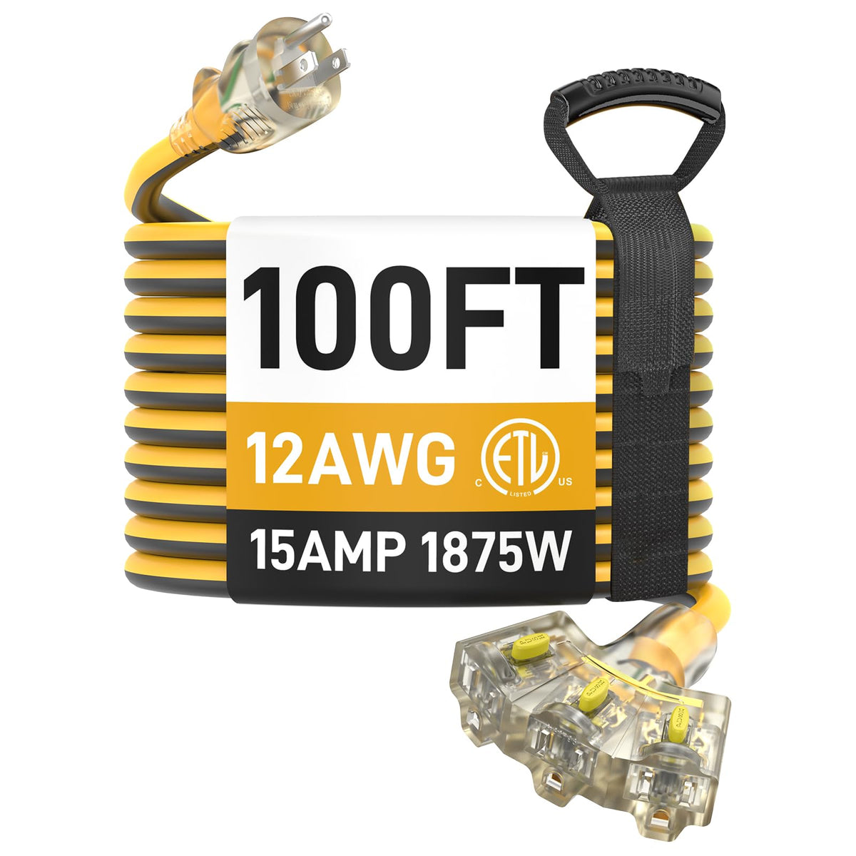 PRIMOWIRE 100FT outdoor extension cord with LED indicator for long power runs.