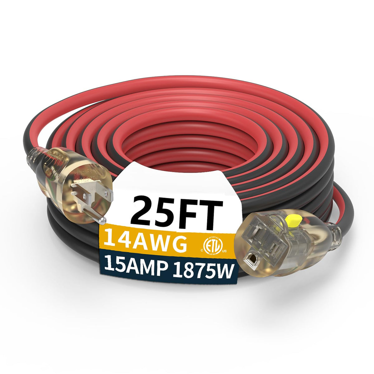 PRIMOWIRE 25ft extension cord with LED indicator for outdoor power checks