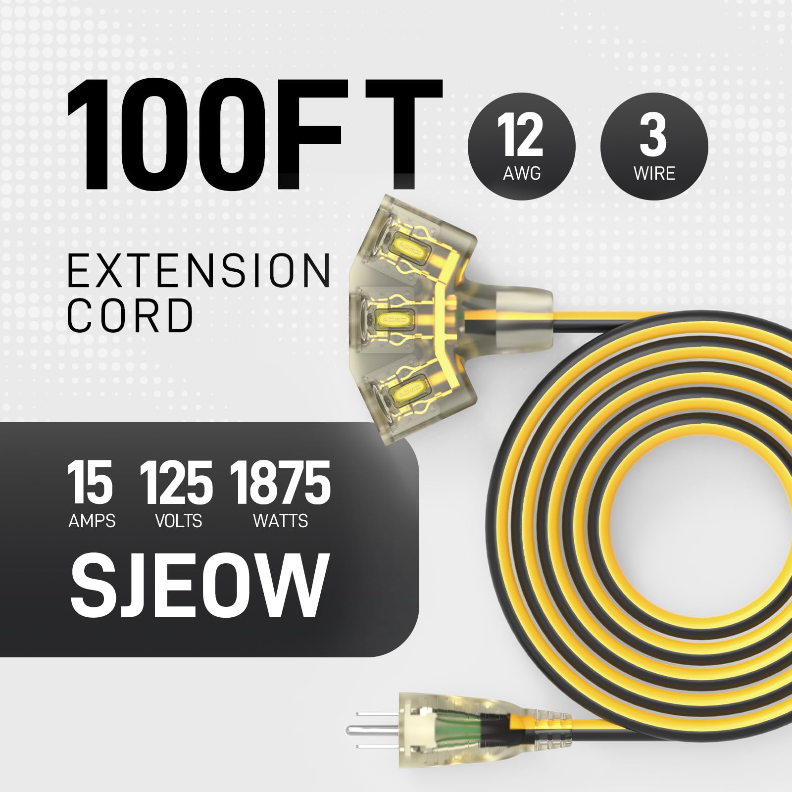 PRIMOWIRE 12AWG heavy-duty cord ready for rugged outdoor use.