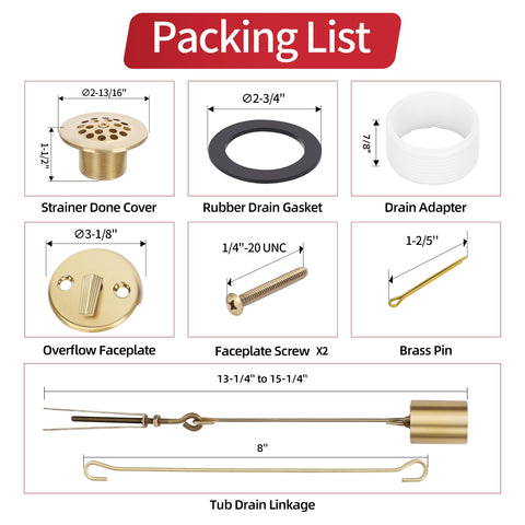 PRIMSOPH all-in-one kit includes drain, linkage, gaskets, and overflow plate.