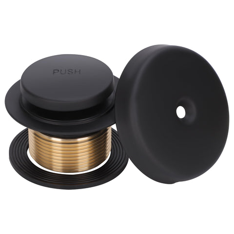 PRIMSOPH tip-toe bathtub drain in matte black for hands-free operation