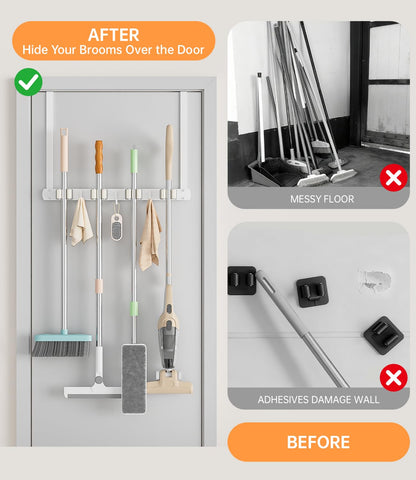 PrimZooty 304 stainless steel broom holder resists rust for lasting use.