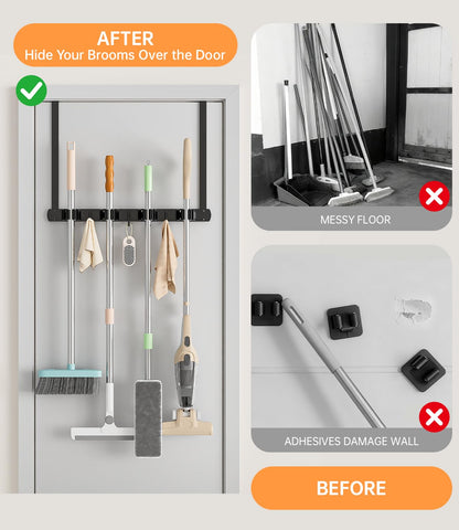 PrimZooty stainless steel mop holder close-up showing durable anti-rust design