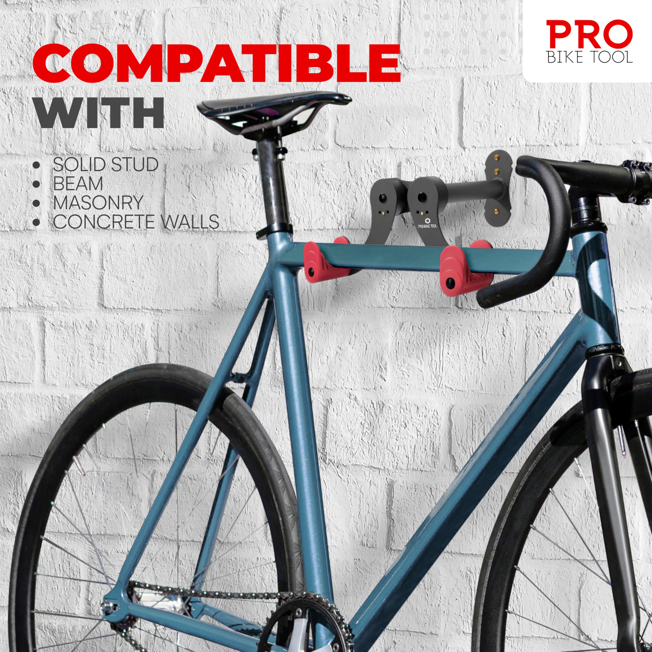 PRO BIKE TOOL adjustable arm supports diverse bike frames securely.