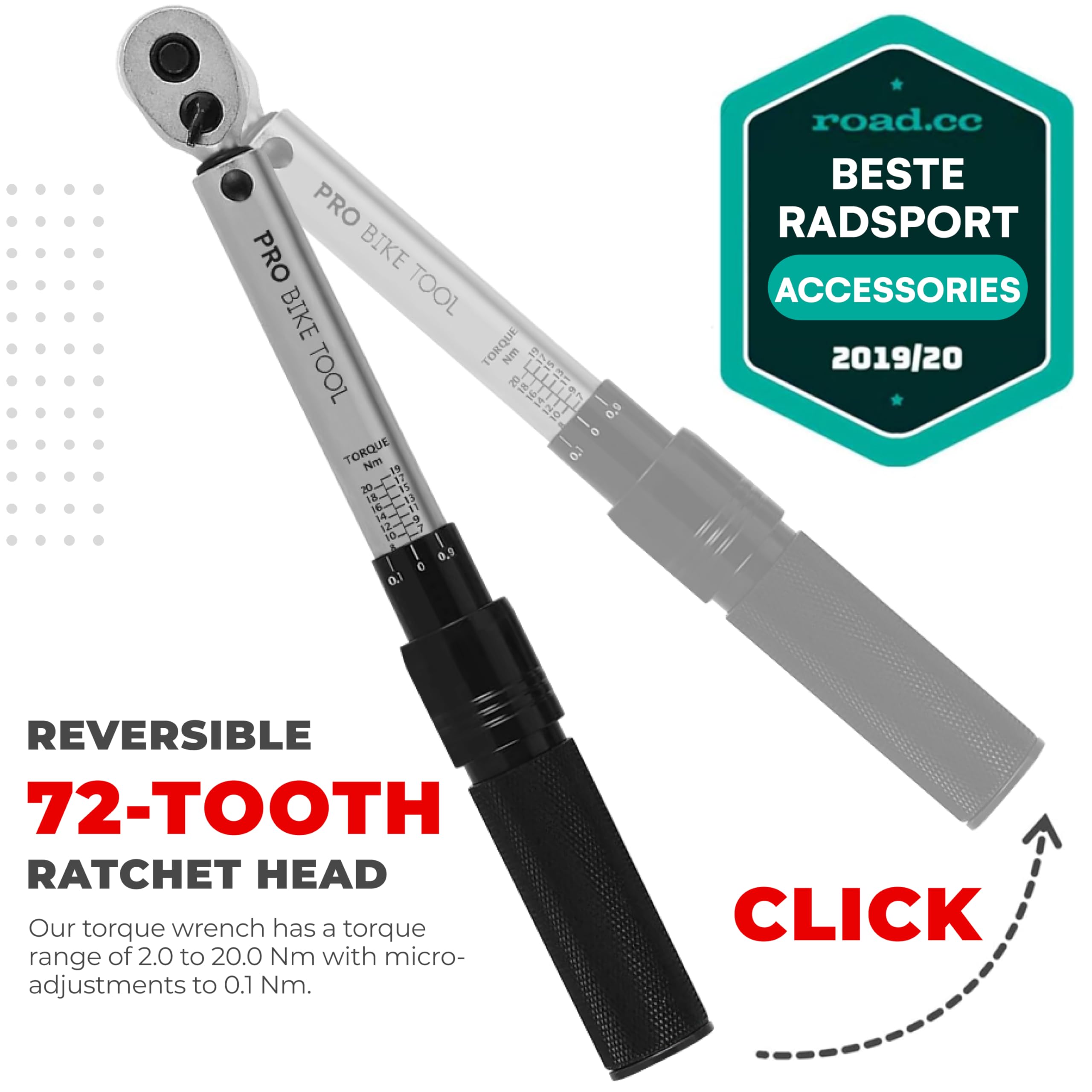 Extension bar helps reach tight bolts on bikes.