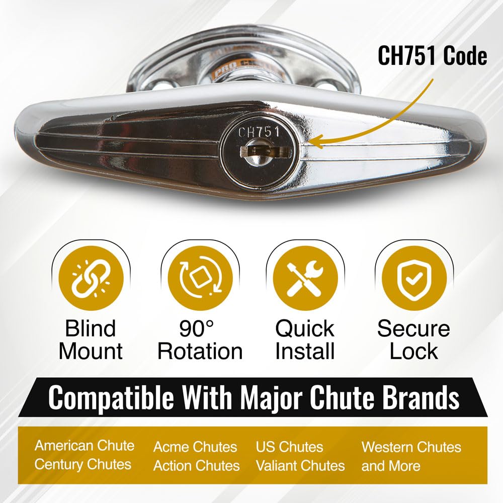 Pro Chutes keyed-alike CH751 keys included for convenient replacements.