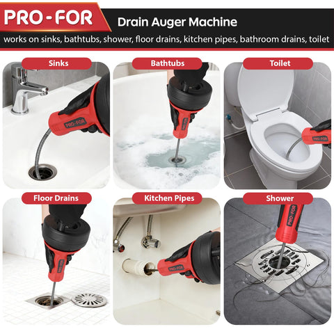 PRO-FOR Drain Auger gloves included for cleaner maintenance