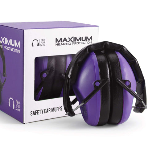 Pro For Sho 34dB NRR ear muffs folded for travel protect ears in loud environments