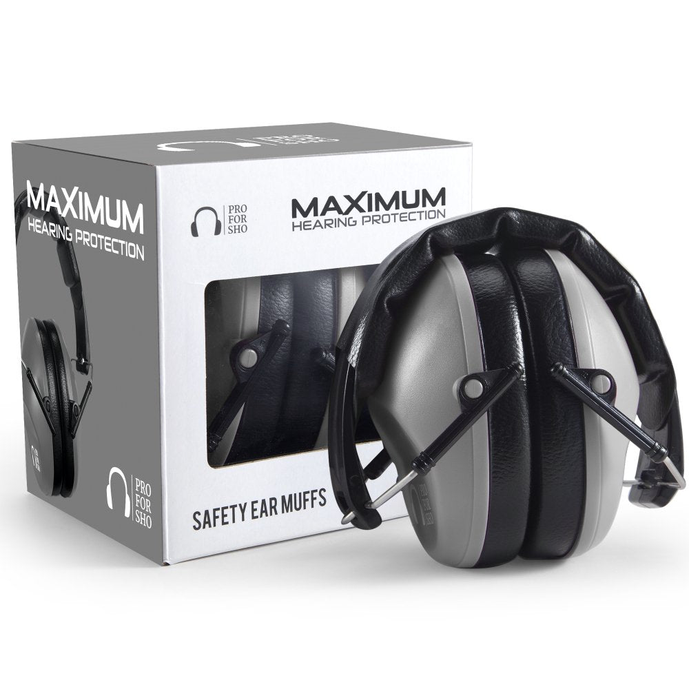 Pro For Sho 34 dB NRR earmuffs in compact design provide portable protection.