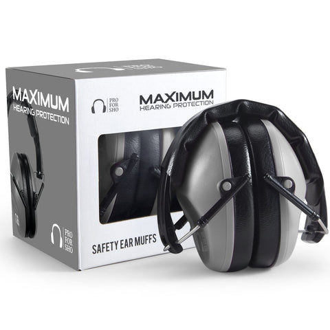 Pro For Sho 34 dB NRR earmuffs in compact design provide portable protection.