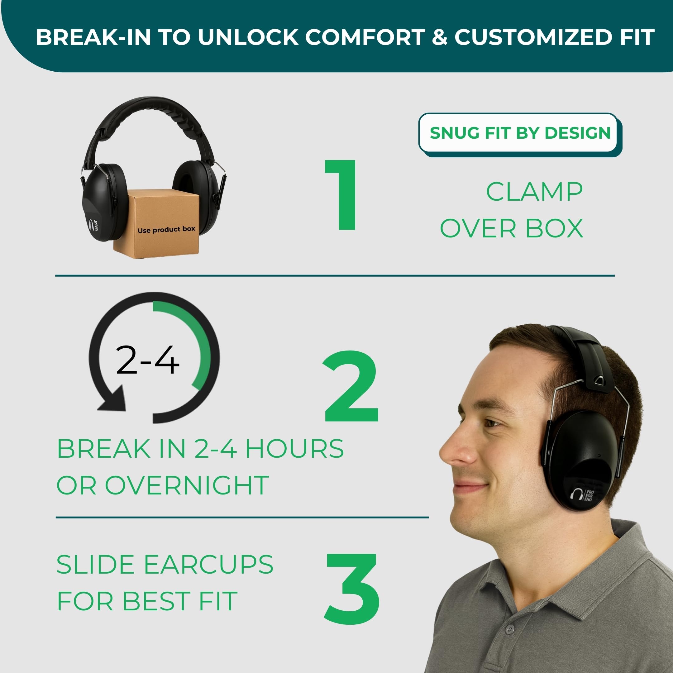 Pro For Sho event protection earmuffs suitable for concerts, sports, and monster truck rallies.