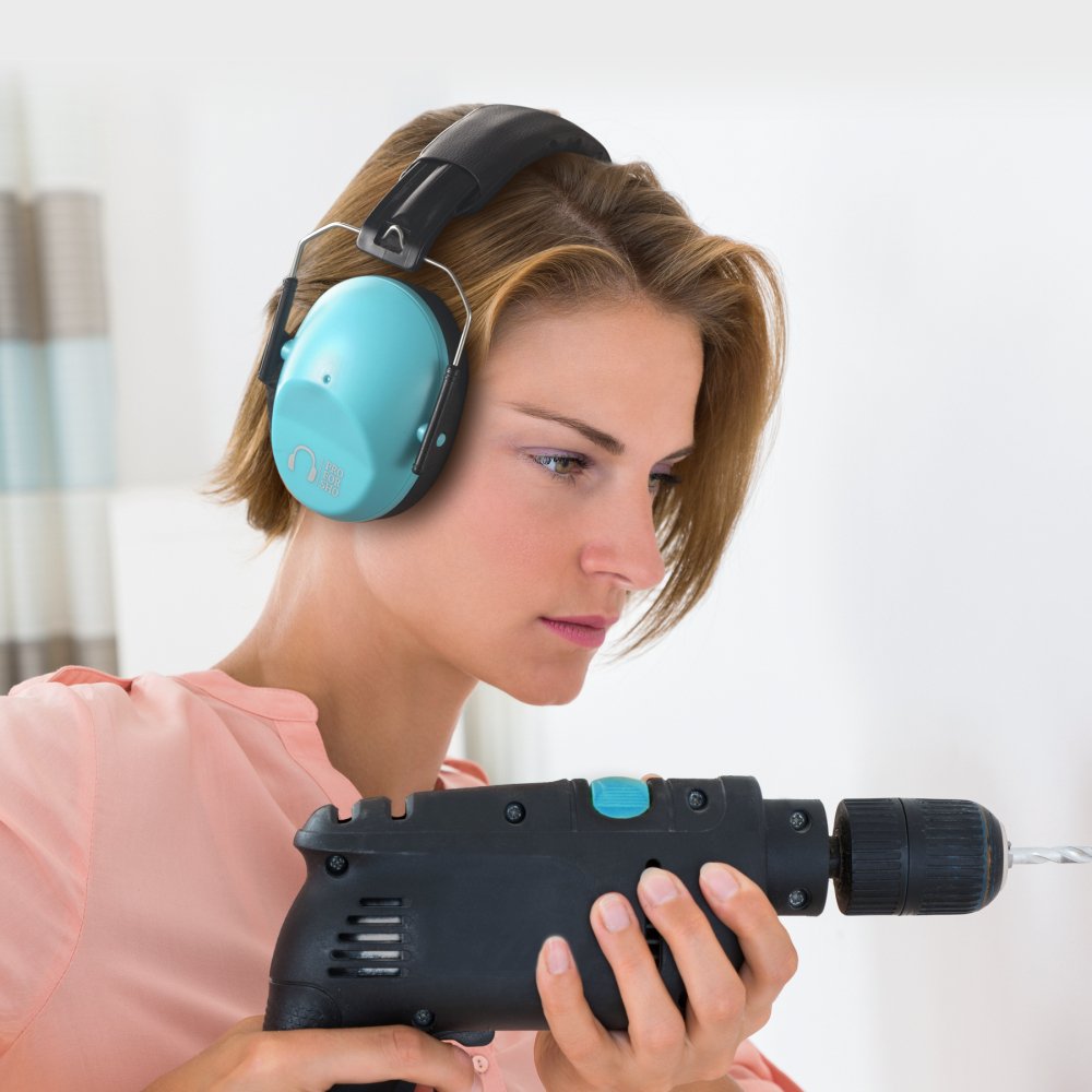 Pro For Sho teal earmuffs adjustable fit for kids to adults.