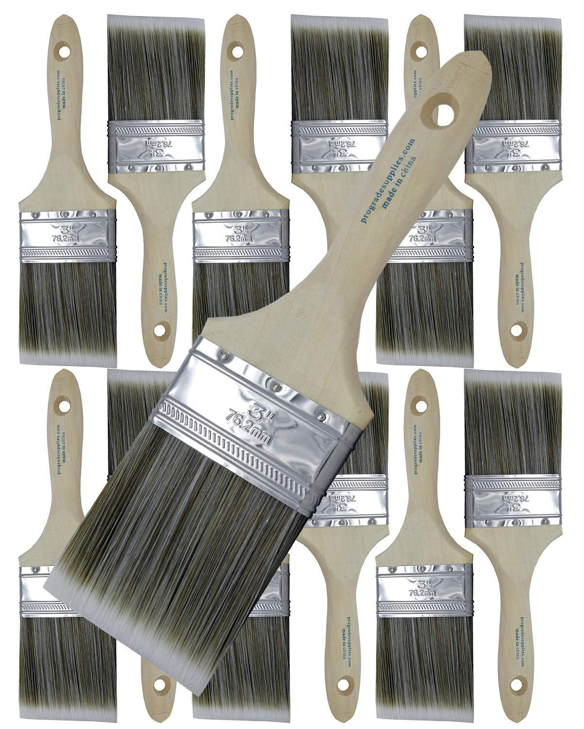 Pro Grade 12pk 3in flat brush set for walls and trim delivers smooth coats.