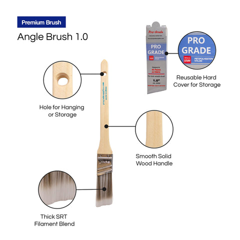 Pro Grade 1-inch angle brush features durable wooden comfort grip