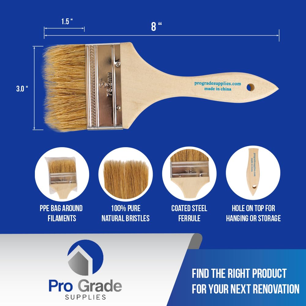 Natural china bristles close-up on Pro Grade brush for smooth application.