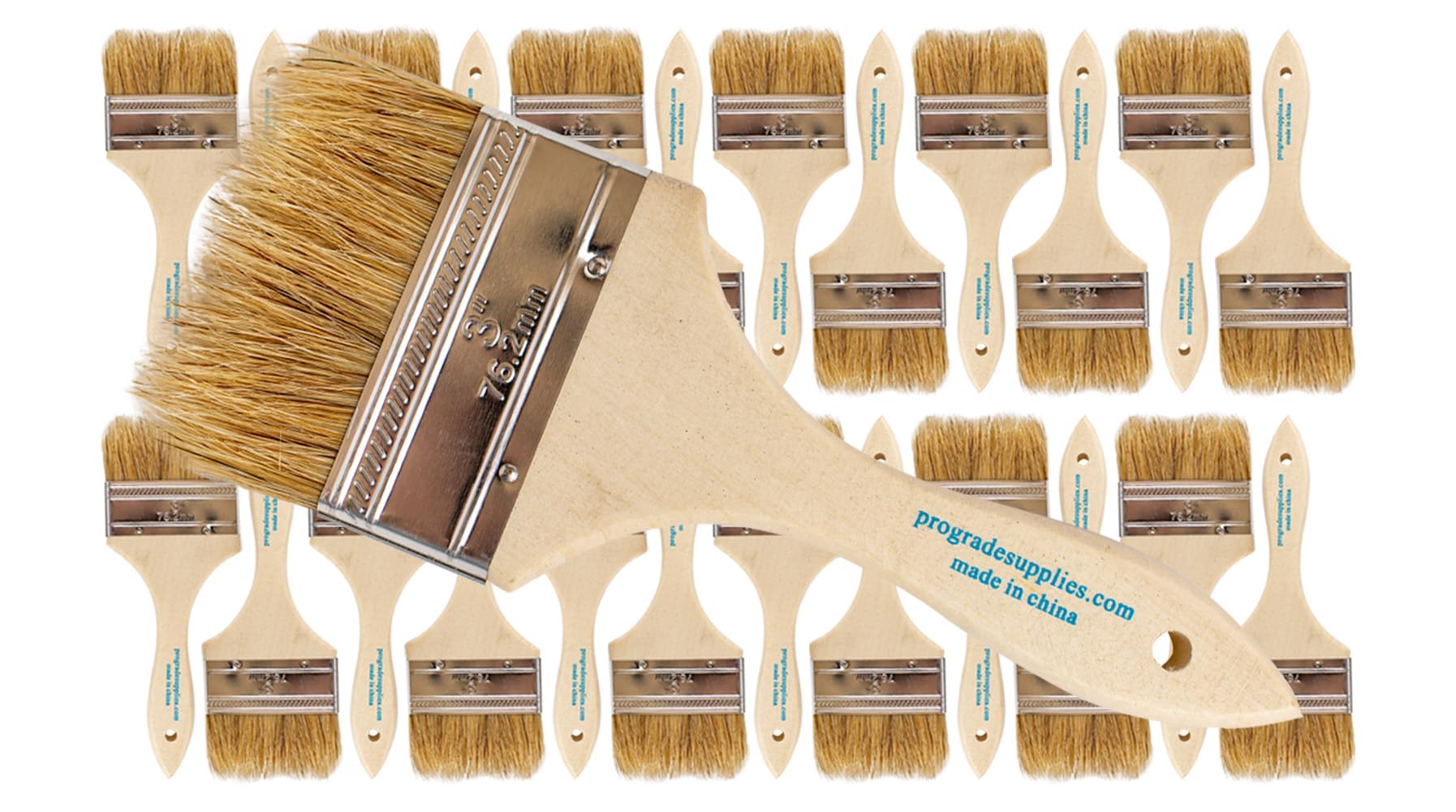 Pro Grade chip brush wood-handle 3in for quick staining and painting tasks.