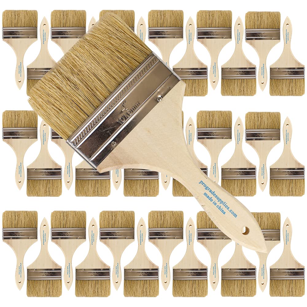 Pro Grade chip brush with 4-inch white bristles for smooth, even coats.