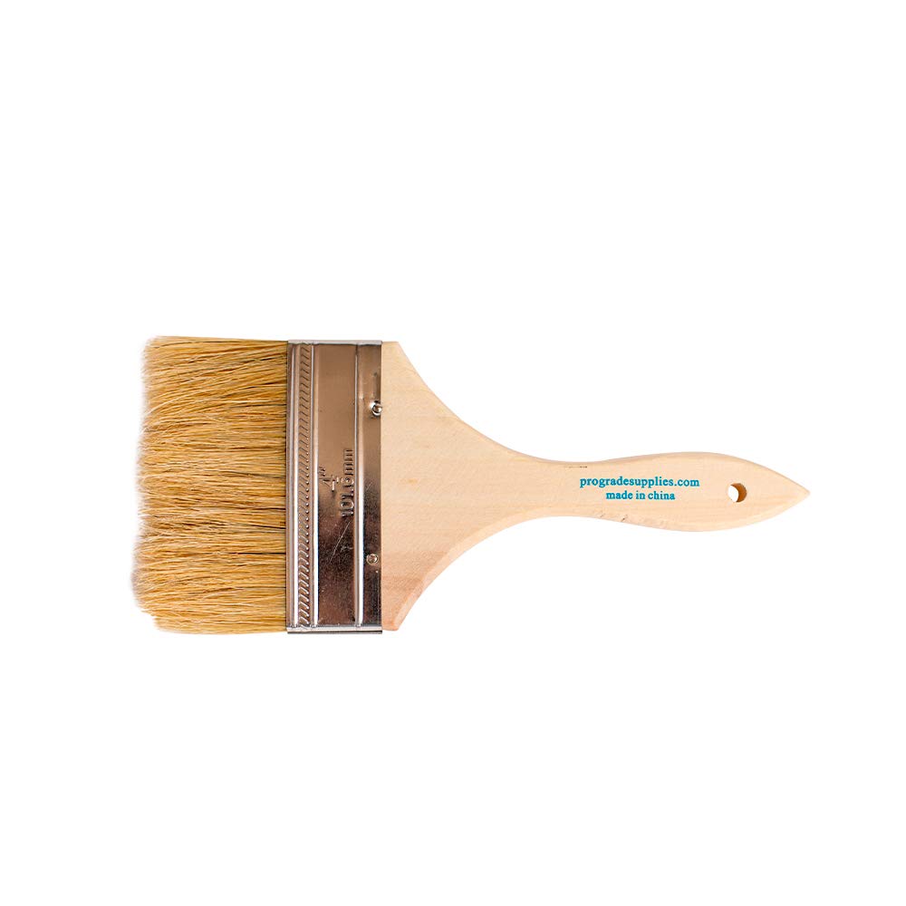Pro Grade chip brush suited for paints, stains, varnish, acrylic, and gesso.