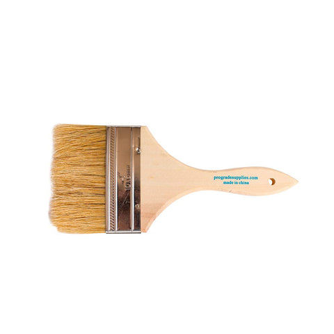 Pro Grade chip brush suited for paints, stains, varnish, acrylic, and gesso.