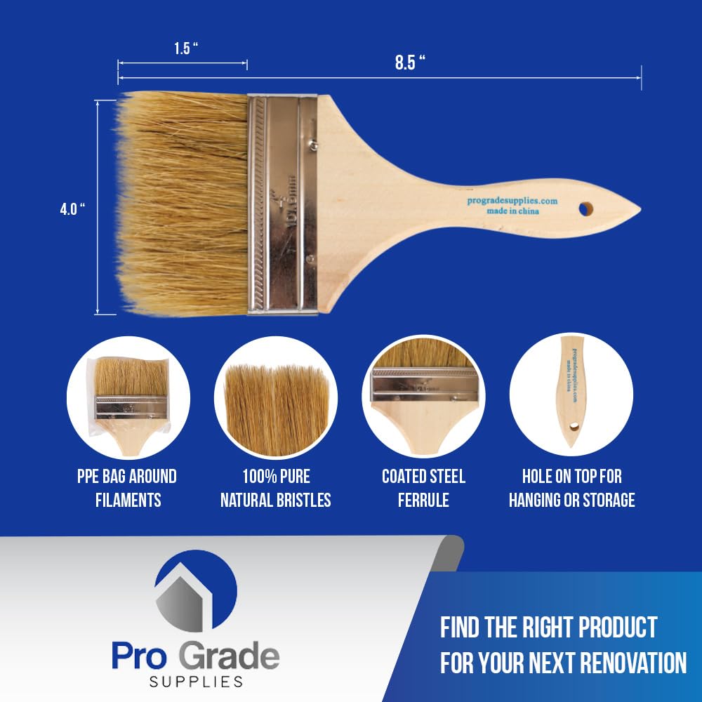 Pro Grade chip brush showing sturdy wood handle for comfortable use