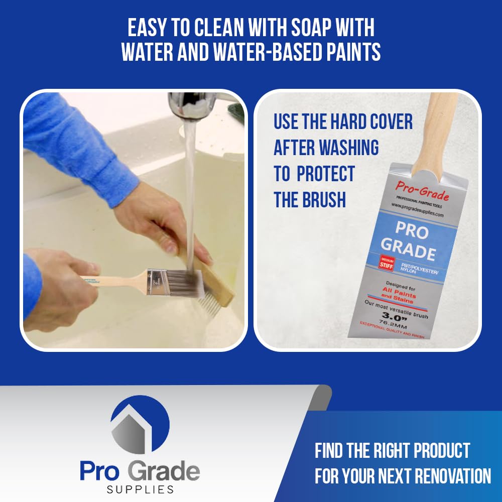 Pro Grade 3-inch angle brush with precision tip for accurate cut-ins.