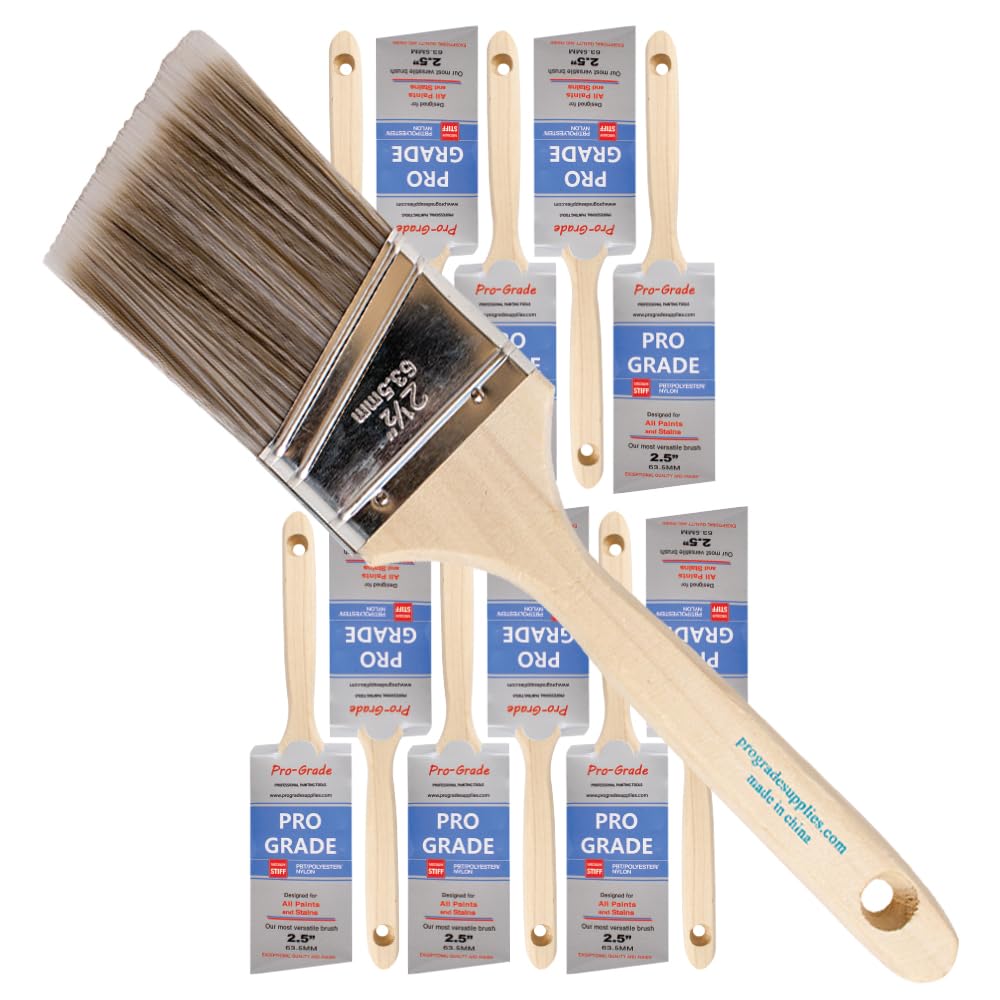Pro Grade 12-pack angle brushes for trim and walls with smooth edges.