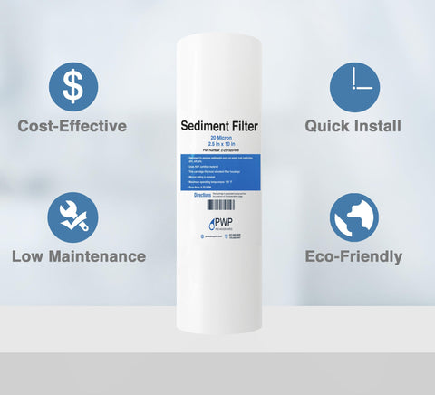Pro Water Parts melt blown polypropylene filter image highlights durable construction and steady flow