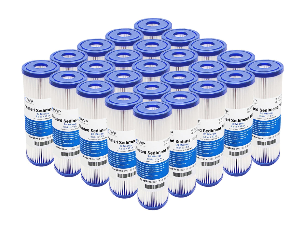 Pro Water Parts pleated sediment filter front view shows 10x2.5in cartridge for clear water