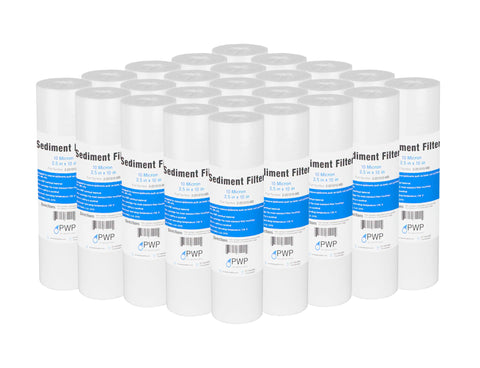 Pro Water Parts sediment filter image showing 10x2.5-inch, 10 µm design for cleaner water