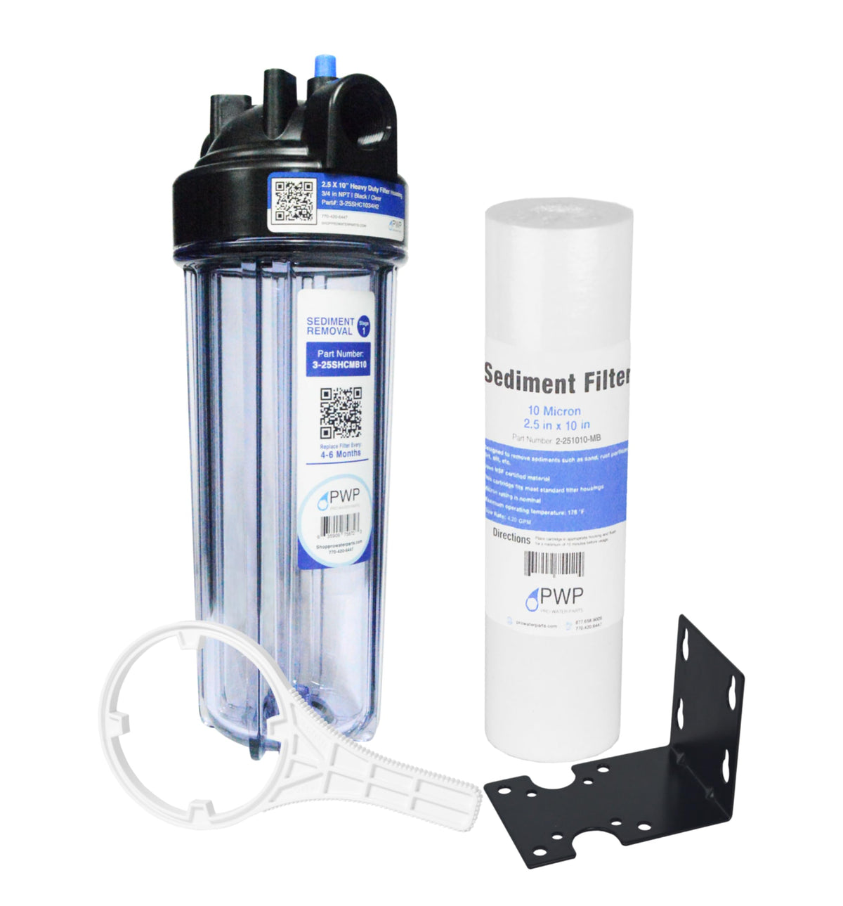 Pro Water Parts sediment filtration system assembly showing connections for home plumbing