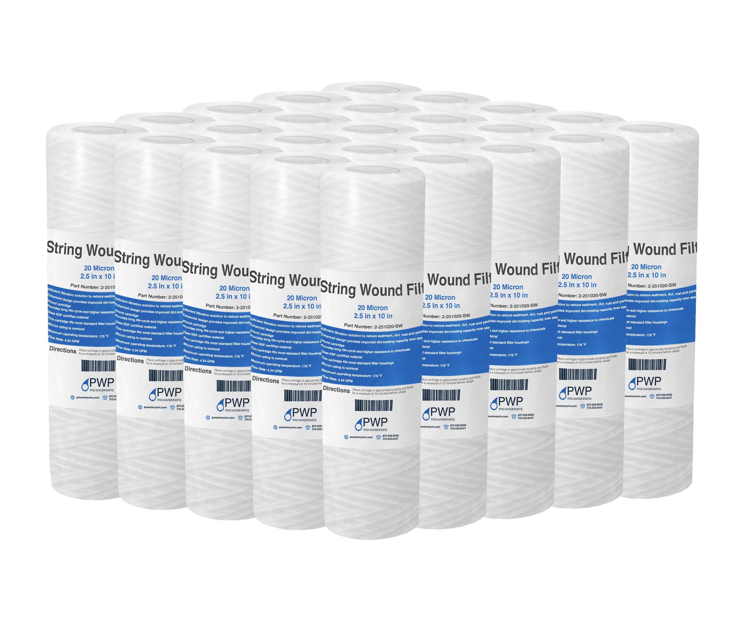 Pro Water Parts sediment wound filter 2.5x10 front view reduces sediment for clearer water