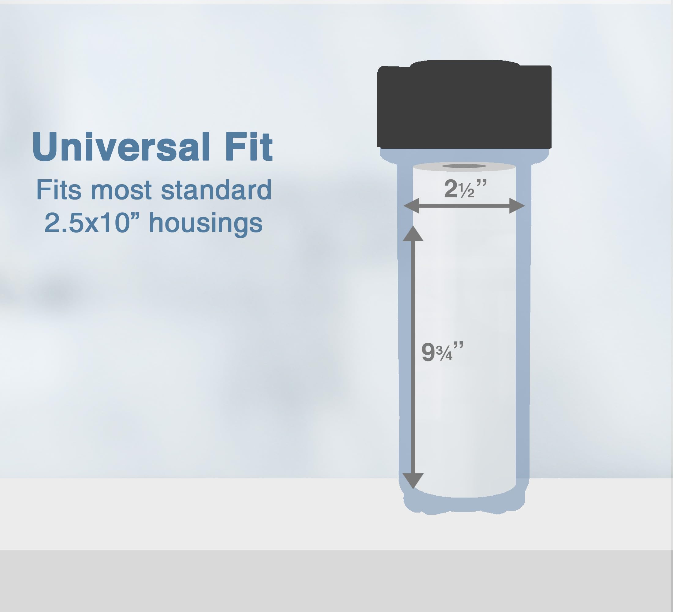 Pro Water Parts universal-fit image demonstrates compatibility with standard housings