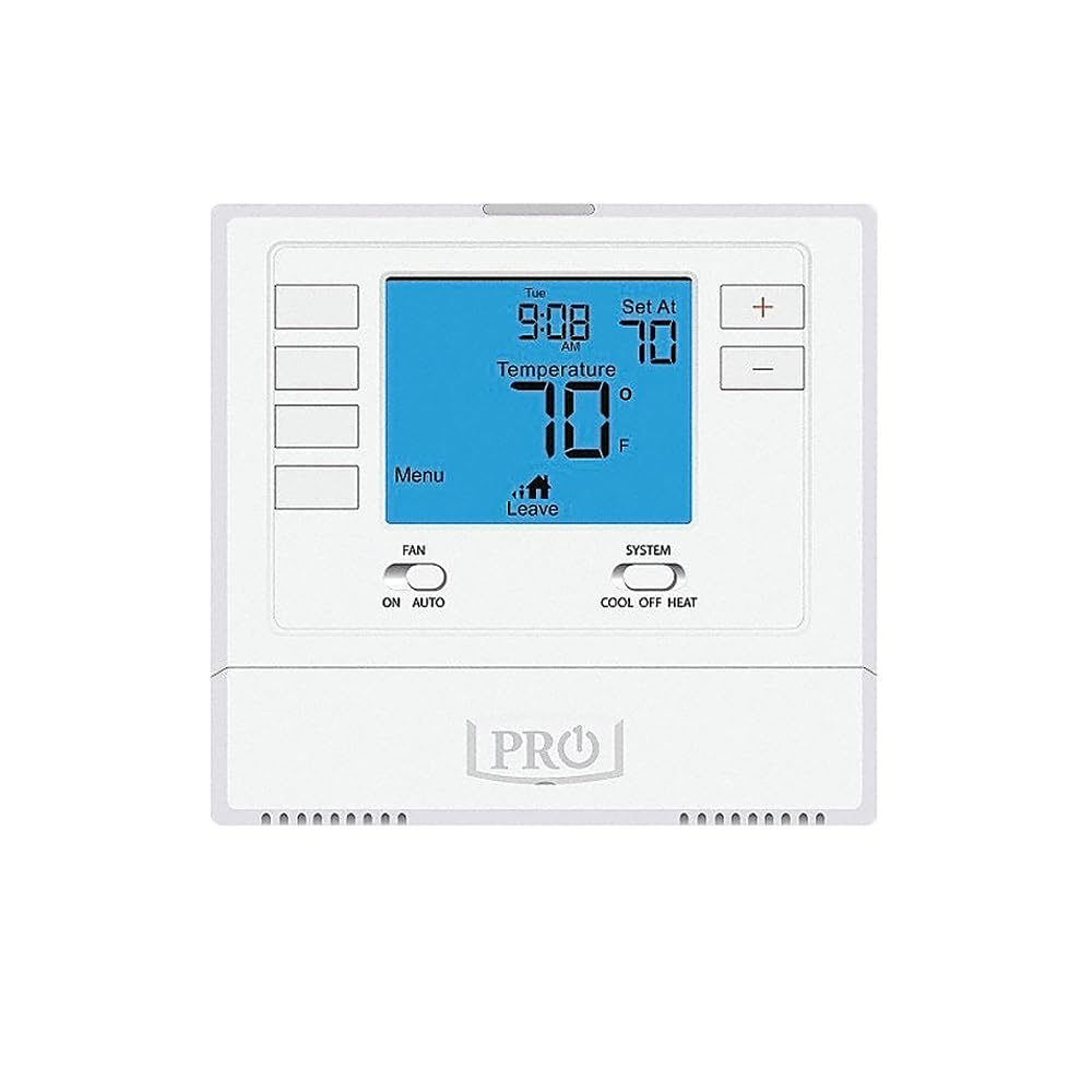 PRO1 IAQ T705 programmable thermostat front view with digital display and controls.